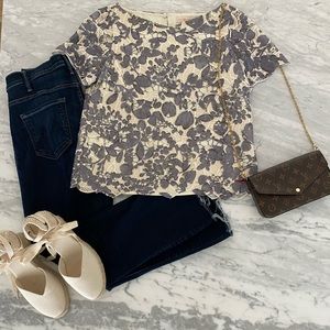 Tory Burch Bluish Gray Ian Guipure Lace Top Size10
